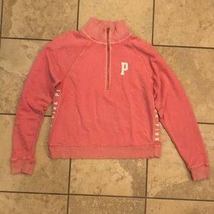 Victoria’s Secret PINK quarter zip sweatshirt pink size small